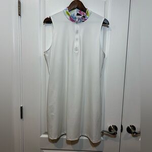 Tommy Bahama Women’s Sleeveless White Dress with Colorful Collar